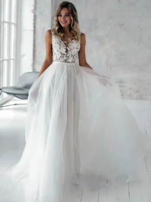 Vestido de Novia Sencillo Sin Cola