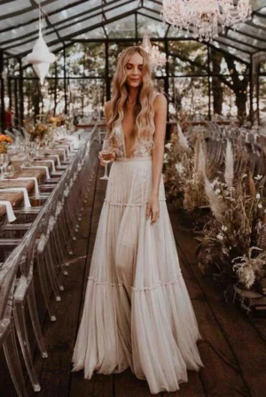 Vintage Vestido de Novia Hippie
