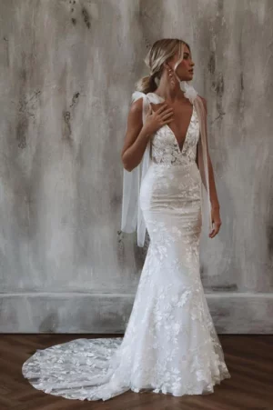 Vestido de Novia Sencillo Corte Sirena