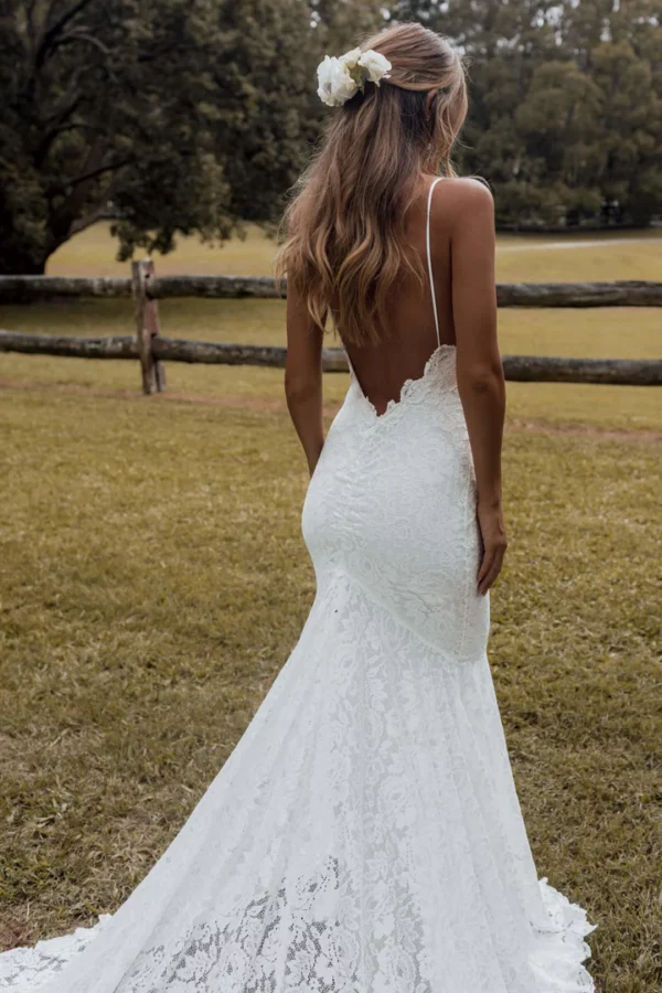 Vestido de Novia Sencillo Escote en V