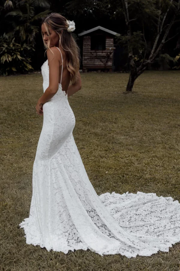 Vestido de Novia Sencillo Escote en V