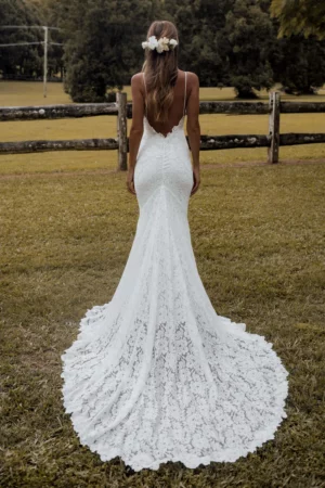 Vestido de Novia Sencillo Escote en V