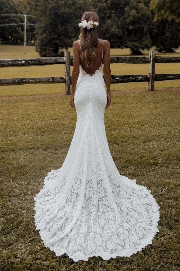 Vestido de Novia Sencillo Escote en V