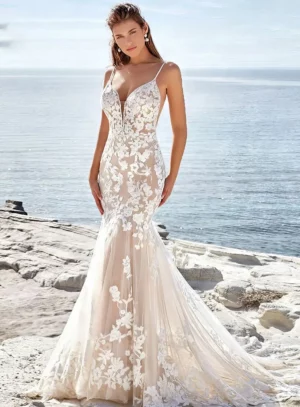 Vestido de Novia Sirena Encaje sin Espalda
