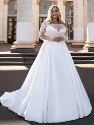 Vestido de Novia Talla Grande Melodía Blanca