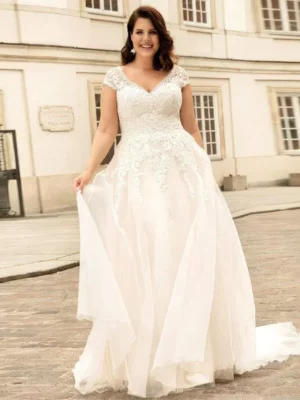 Vestido de Novia Talla Grande Abrazos de Tul