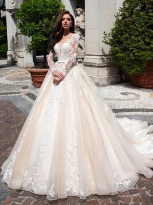 Vestido de Novia Corte Princesa con Encaje