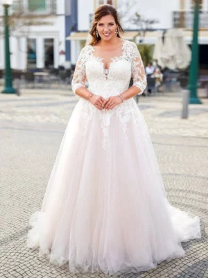 Vestido de Novia Talla Grande Pétalos de Luna