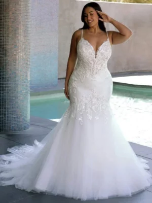 Vestido de Novia corte Sirena de Encaje Talla Grandes
