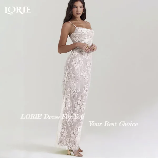 LORIE Lace Women's Wedding Dresses Off Shoulder Square Neck Bride Gown Beach Boho Mermaid Bride Bridal Dress vestidos de novia - Imagen 3
