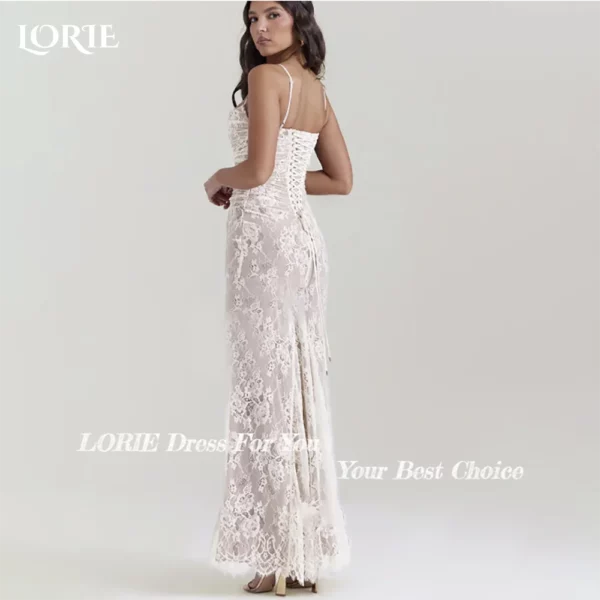 LORIE Lace Women's Wedding Dresses Off Shoulder Square Neck Bride Gown Beach Boho Mermaid Bride Bridal Dress vestidos de novia - Imagen 4