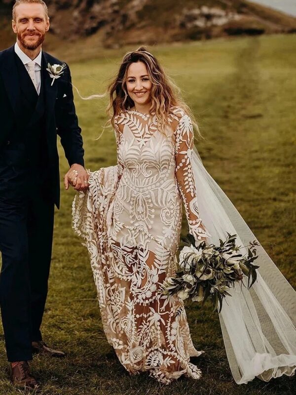 Vestidos de Novia Boho Rosa del Viento
