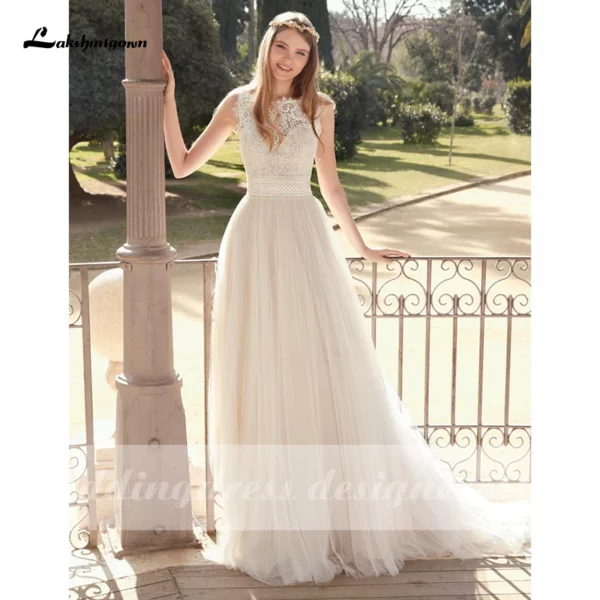 Lakshmigown Boho Wedding Dress 2021 Beach Lace Bridal Gown Princess Wedding Dresses White/Lvory Buttons vestido de novia - Imagen 2