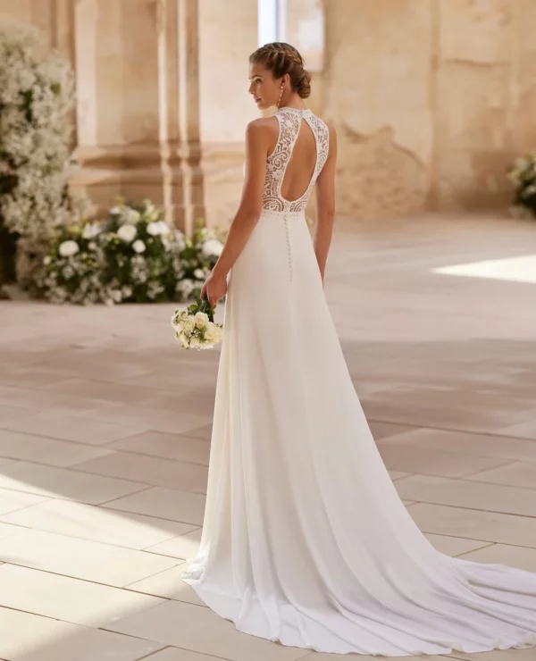 Customized A Line Wedding Dresses Chiffon Boat Neck Bridal Gowns With Lace Ruffle Sleeveless Boho Robe De Mariage - Imagen 2