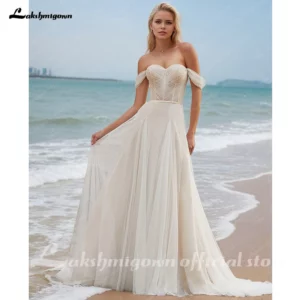 Lakshmigown Summer Boho Wedding Dresses Lace Beach Bridal Gowns 2025 Illusion Back Bohemian Bridal Dresses Customized