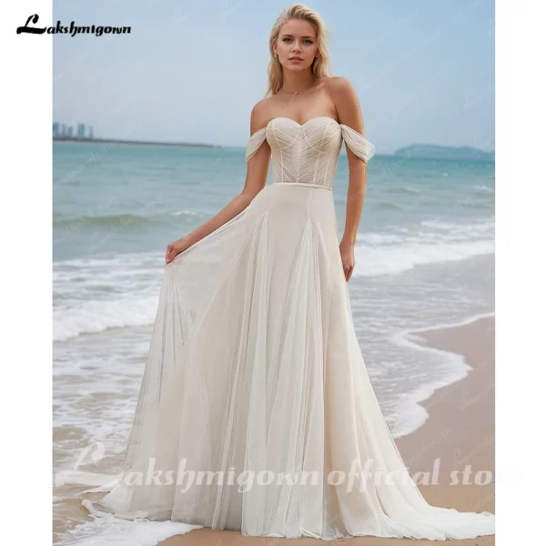 Lakshmigown Summer Boho Wedding Dresses Lace Beach Bridal Gowns 2025 Illusion Back Bohemian Bridal Dresses Customized
