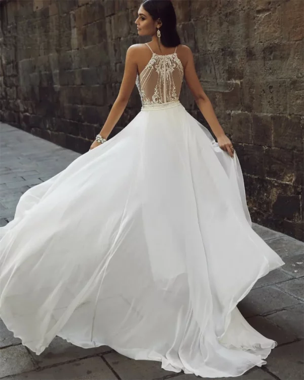 Boho Jumpsuit Wedding Dress Backless Chiffon Sleeveless Lace Bride Dresses for Women 2025 Country Bridal Gowns Custom Made - Imagen 2