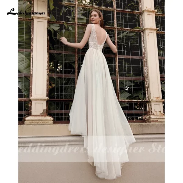 Lakshmigown Vestido Boho Wedding Dresses V Neck A Line Lace Beach vintage Bridal Gowns Custom Bohemian Wedding Dress Plus Size - Imagen 3