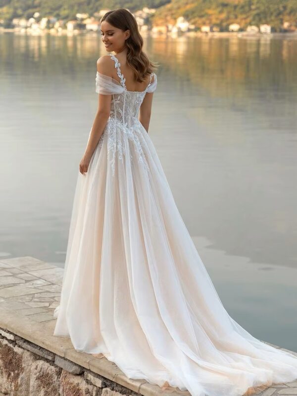SoDigne Beach Wedding Dress Sweetheart Lace Appliques Off Shoulder Corset Princess Bridal Dress Wedding Gown Customized - Imagen 2