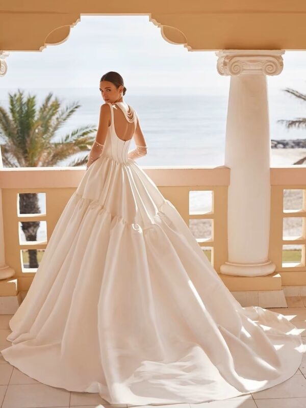 SoDigne Princess Taffeta Bride Dresses For Women Square Neck Wedding Party Dress Backless Bridal Gown robes de mariée Customized - Imagen 2