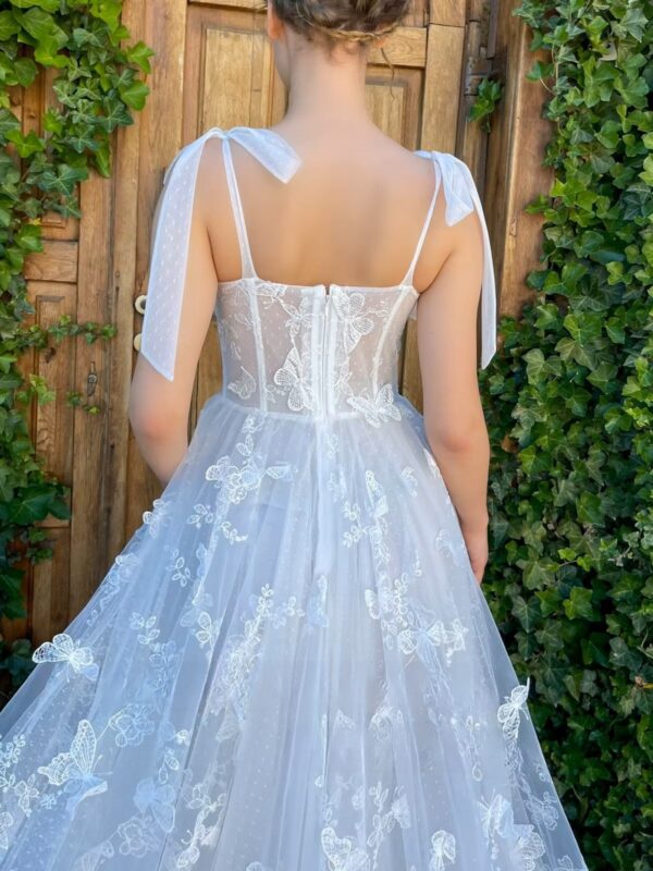 SoDigne A-line Tulle Wedding Dresses Sweetheart Sleeveless Butterfly Bridal Dress Long Wedding Gown Robe De Mairee ﻿Customized - Imagen 4