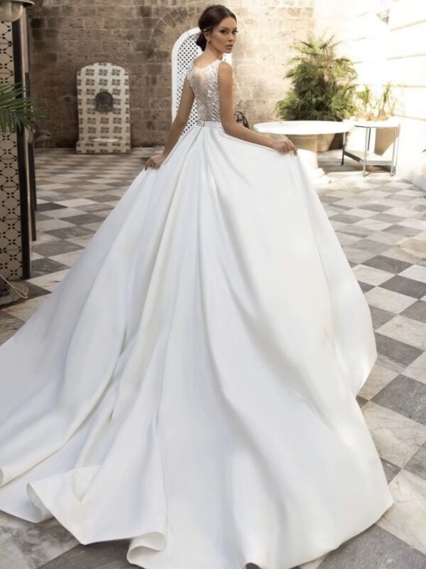 SoDigne Country Wedding Dresses A-line Wedding Gown V-Neck Bride Dress Appliques Satin Bridal Gown Vestido De Novia Customized - Imagen 2
