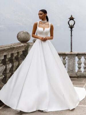 SoDigne A Line Princess Wedding Dresses Spaghetti strap Satin Modern Bride Dress Simple Corset Long Weddding Gowns Custom Made