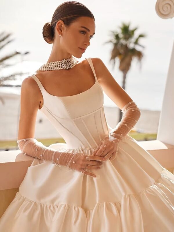 SoDigne Princess Taffeta Bride Dresses For Women Square Neck Wedding Party Dress Backless Bridal Gown robes de mariée Customized - Imagen 3