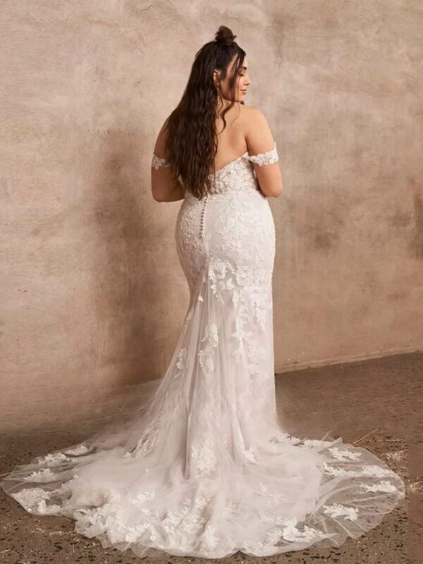 Pastrol Tulle Wedding Dresses Plus Size Sweetheart Neck Sleeveless Bride Gowns Appliques Floor Length Mermaid Vestido De Noiva - Imagen 2