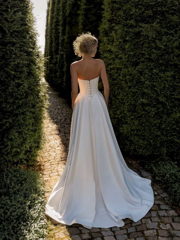 SoDigne A-line Satin Simple Wedding Dresses V-neck Sleeveless Bridal Dress 2025 Long Wedding Gown Robe De Mairee ﻿Customized - Imagen 2
