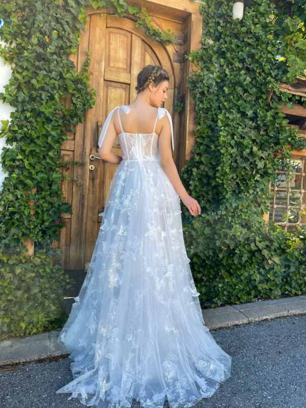 SoDigne A-line Tulle Wedding Dresses Sweetheart Sleeveless Butterfly Bridal Dress Long Wedding Gown Robe De Mairee ﻿Customized - Imagen 2