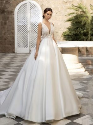 SoDigne Country Wedding Dresses A-line Wedding Gown V-Neck Bride Dress Appliques Satin Bridal Gown Vestido De Novia Customized