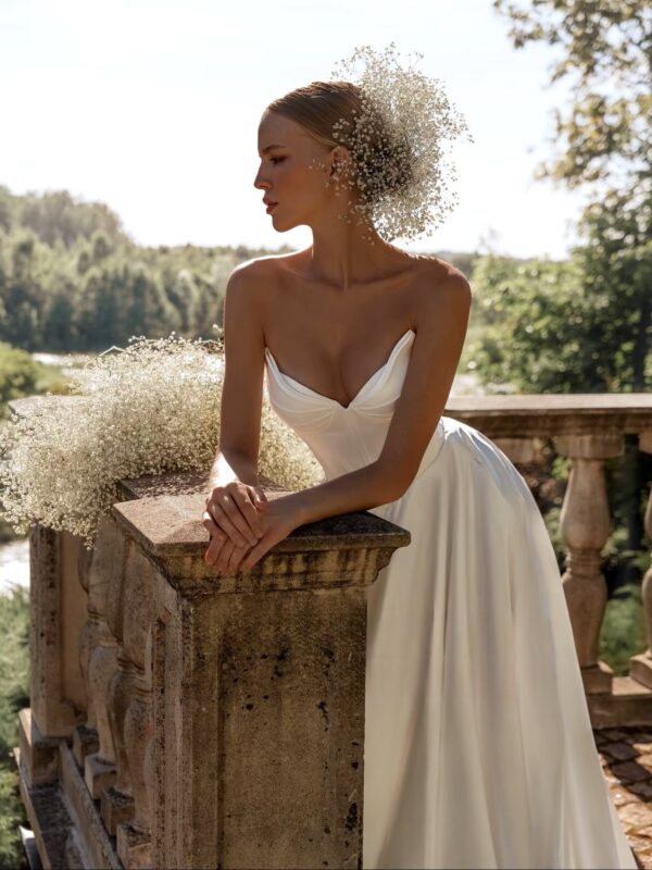 SoDigne A-line Satin Simple Wedding Dresses V-neck Sleeveless Bridal Dress 2025 Long Wedding Gown Robe De Mairee ﻿Customized - Imagen 4