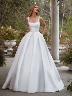 SoDigne Simple Wedding Gowns Elegant Satin A Line Bride Dress Spaghetti strap Backless Bridal Dress Wedding Dress Customized