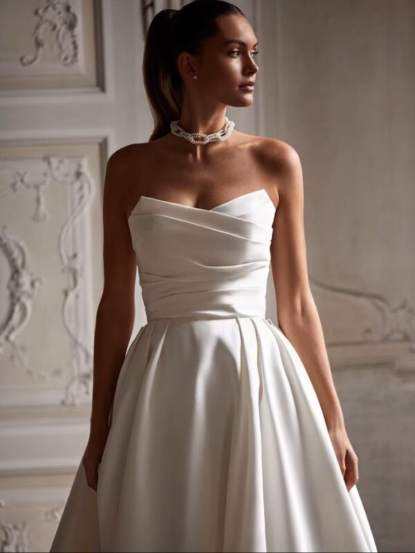 SoDigne Church Simple A Line Wedding Gown For Women Sweetheart Pleats Customized Wedding Dress Long Reception Party Bride Dress - Imagen 3