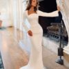 SoDigne 2024 Arabic Mermaid Wedding Dress Dubai Bride Dress Square Neck Long Sleeves Modest Muslim Wedding Gown Evening Dress