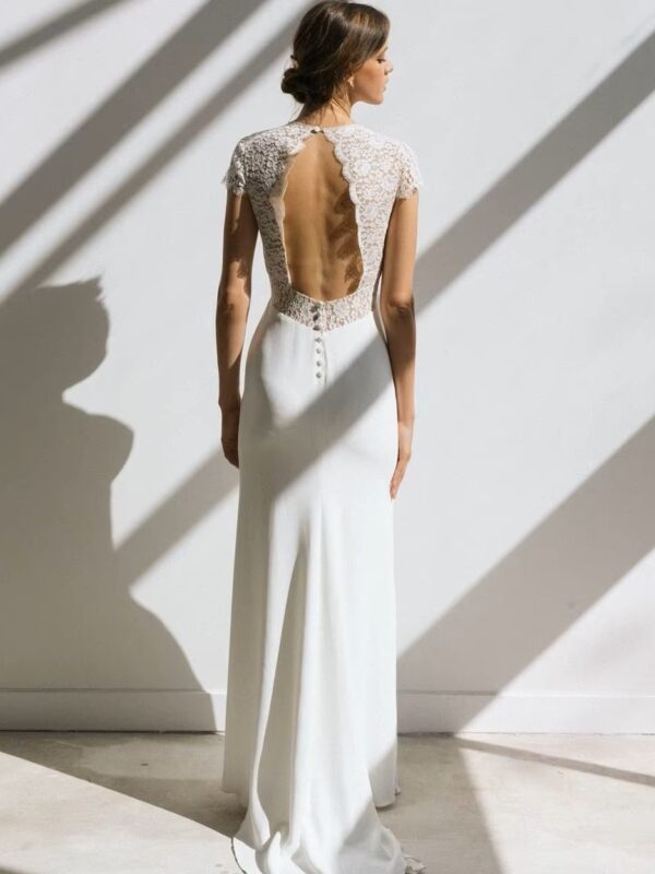 Vintage Boho Wedding Dress Short Sleeve Mermaid Backless Lace Sweep Train Stunning Charming Women Vesditos De Novia Customized - Imagen 2