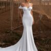 Elegant Mermaid Sweetheart Wedding Dress Women Lace Applique Off The Shoulder Crepe Bridal Gown Vestidos De Novia Customized