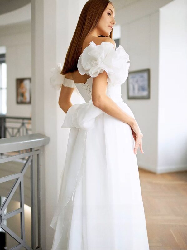 SoDigne A-line Organza Wedding Dresses Sweetheart Short Sleeves Bridal Dress Long Wedding Gown Robe De Mairee ﻿Customized ﻿ - Imagen 3