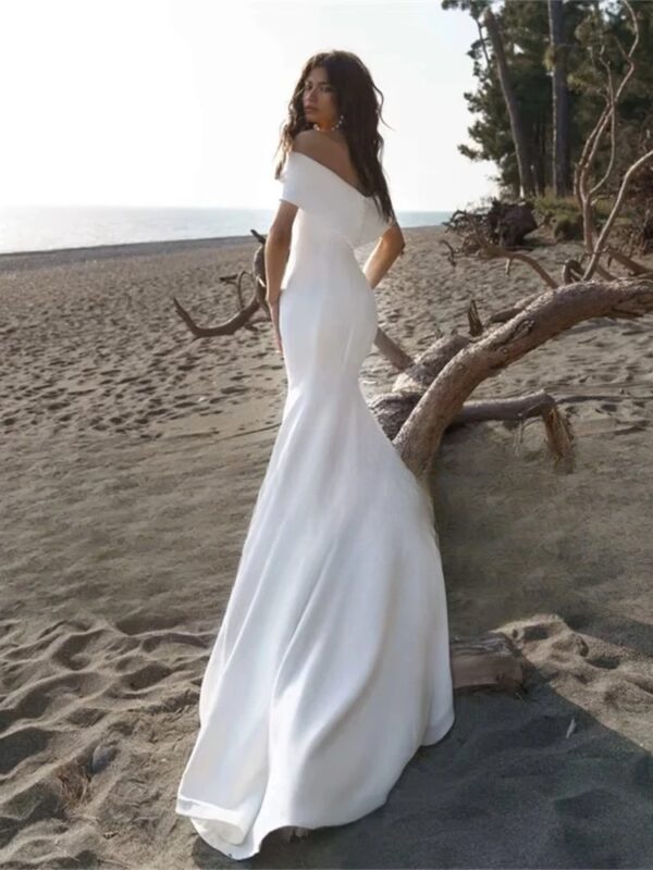 BIGDAY Mermaid Pleat Wedding Dress 2025 Off The Shoulder Open Back Pleat Sweep Train Bridal Gown Vestidos De Noiva Customized - Imagen 2