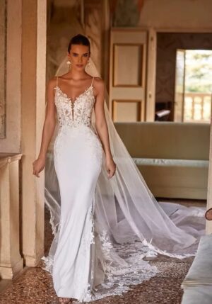 SoDigne Mermaid Lace Appliques Wedding Dresses V-neck Sleeveless Satin Bridal Dress Long Wedding Gown Robe De Mairee ﻿Customized