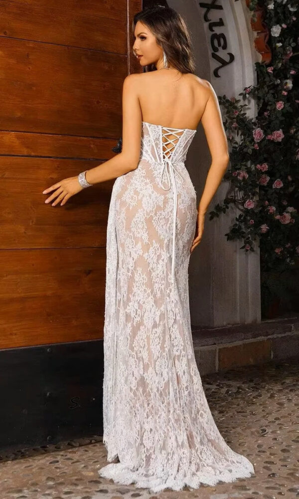 SoDigne Mermaid Long Lace Wedding Dresses Sleeveless Strapless Split Bride Dress Wedding Gown vestidos de novia Customized - Imagen 2