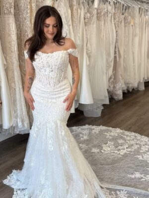 SoDigne Mermaid Tulle Wedding Dresses Off Shoulder Lace Appliques Bridal Dress 2026 Long Bride Gown vestidos de novia Customized