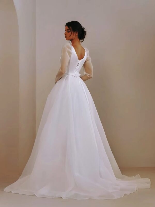 SoDigne A-line Organza Wedding Dresses Square Collar Full Sleeves Bridal Dress Long 2025 Wedding Gown Robe De Mairee ﻿Customized - Imagen 2