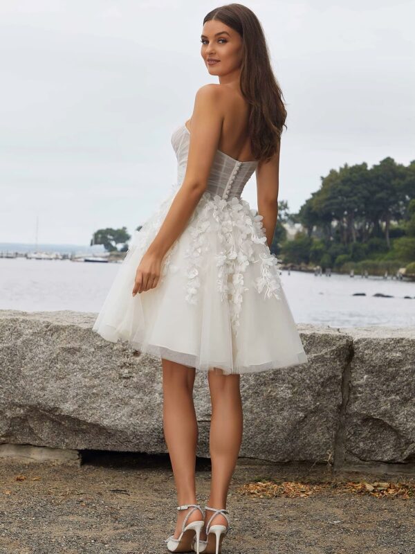 SoDigne A-line Tulle Short Wedding Dresses Sweetheart Sleeveless Appliques Bridal Dress Women Mini Wedding Gown Robe De Mairee - Imagen 2