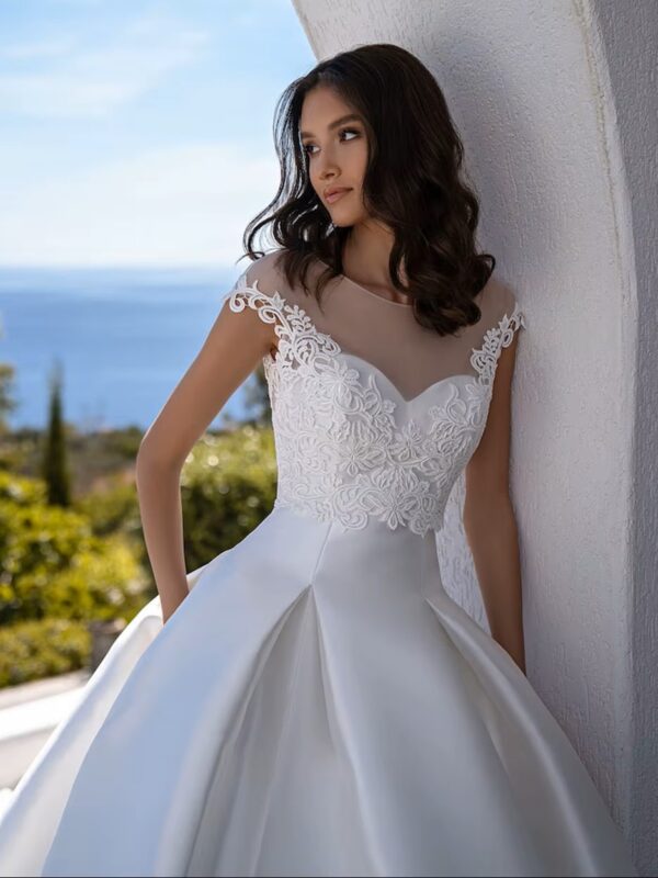 SoDigne Elegant Princess Wedding Dresses With Jacket Satin Scoop Lace Wedding Bridal Gowns Customized Wedding Party Gown - Imagen 3
