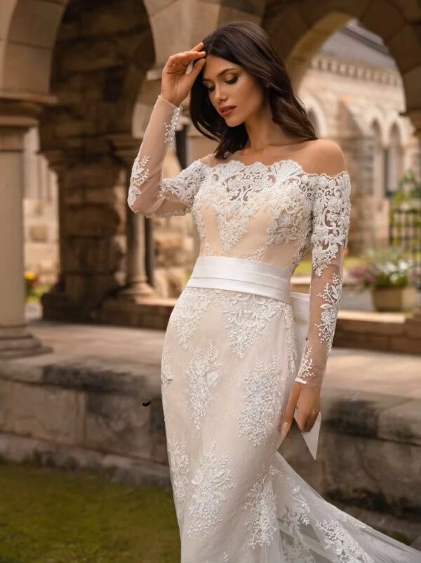SoDigne Mermaid Long Wedding Dresses O-neck Full Sleeves Appliques Bridal Dress Bride Gown 2025 vestidos de novia Customized ﻿ - Imagen 2