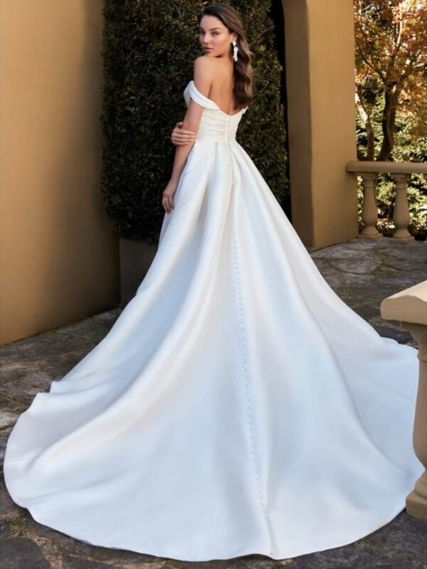 SoDigne Sexy Satin Off Shoulder Wedding Dresses With Side Split Sweetheart A-Line White/Ivory Bridal Gowns vestidos de novia - Imagen 2