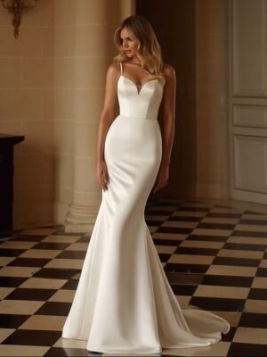 SoDigne Mermaid Satin Wedding Dresses Sweetheart  Sleeveless with Shawl Bridal Dress Wedding Gown Robe De Mairee ﻿Customized