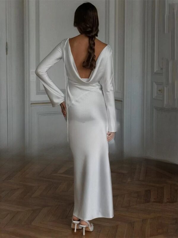 Classic Long Sleeve Mermaid Wedding Dresses Women 2025 O-Neck Open Back Ankle-Length Bridal Gown Vestidos De Noiva Customized - Imagen 2